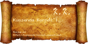 Kuszenda Kornél névjegykártya